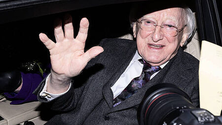 Michael D Higgins and Sabina given roses and cheered as term ends