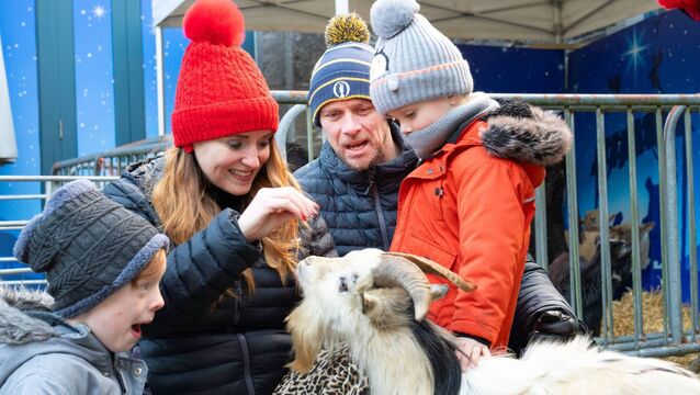Some visitors meeting the animals from Kiltimagh Pet Farm at the ‘live crib’ at the National Museum of Ireland at Turlough. Picture: John Mee <p>Some visitors meeting the animals from Kiltimagh Pet Farm at the ‘live crib’ at the National Museum of Ireland at Turlough. Picture: John Mee</p>