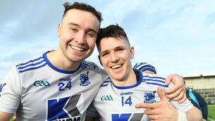 <p>Tooreen’s Shane Crinnigan and Fergal Boland celebrate their victory Meelick-Eyrecourdt in the Connacht GAA Club Intermediate Hurling Championship final at King and Moffatt Dr. Hyde Park, Roscommon, this afternoon. Picture: David Farrell Photography </p>