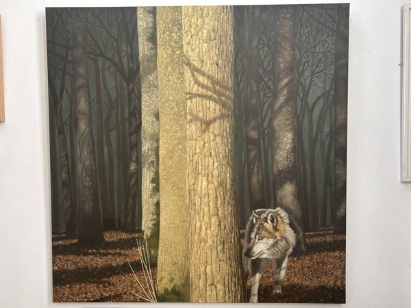 This painting, entitled 'Traveller', is part of the exhibition. This painting, entitled 'Traveller', is part of the exhibition.