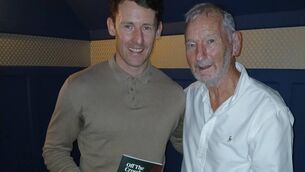<p>John P Kean pictured at his book launch with two-time All-Star David Clarke, who was goalkeeper on Kean's Mayo minor teams in 2000 and 2001. </p>