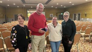 <p>Pictured at this month's public meeting were, from left: Margaret Walsh, Mayo Pyrite Action Group; Ali Farren, 100% Redress Party County Councillor For Donegal; Linda Claxton, Mayo Pyrite Action Group, and Nicola Byrne, Mayo Pyrite Action Group.</p>