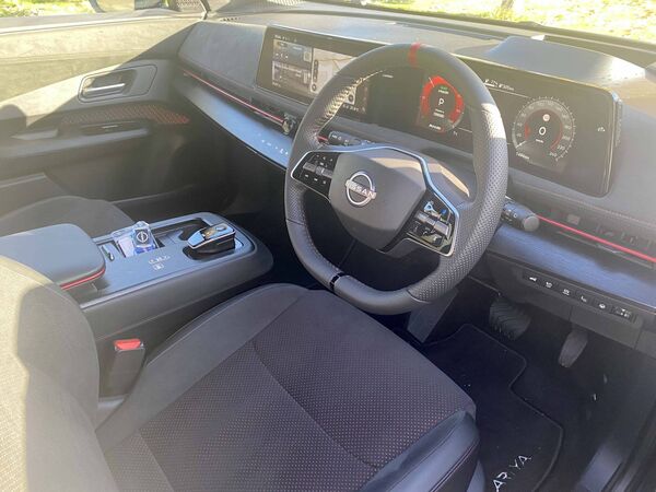 Key features inside include dual 12.3-inch TFT screens, wireless Apple CarPlay, cabled Android Auto, an Intelligent Personal Assistant, Nissan Connect Services, and a 360-degree around-view monitor.