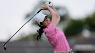 <p>Shannon Burke in action on her way to the Irish Mid-Amateur Women's Open Championship victory in Rosslare. Picture: INPHO/Laszlo Geczo</p>