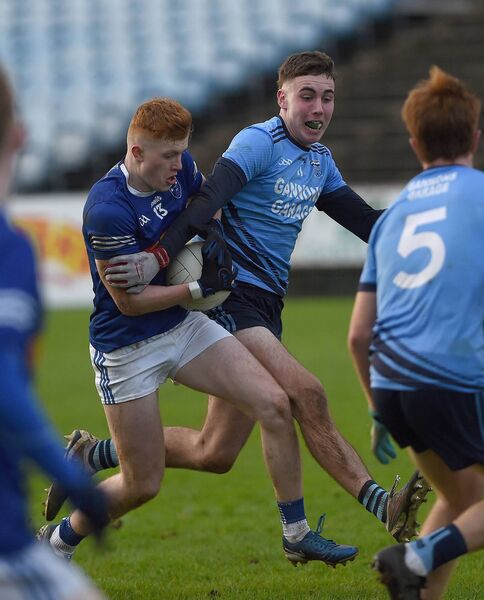 Westport's Joey Holmes tries to tackle Claremorris forward Darragh Beirne during the Mayo U21 final in MacHale Park. 