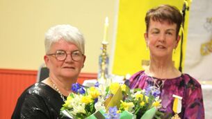 <p>Kitty Farragher (right), who has received the Benemerenti Medal.</p>