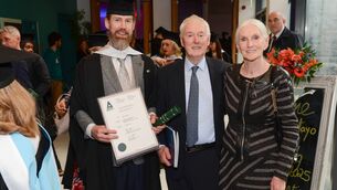 <p>Graduate Damian Mangan from Foxford with his father Eamon and mum Peggy at his graduation from the Atlantic Technological University, Mayo Campus. Picture: Brad Anderson </p> <p>Graduate Damian Mangan from Foxford with his father Eamon and mum Peggy at his graduation from the Atlantic Technological University, Mayo Campus. Picture: Brad Anderson </p>