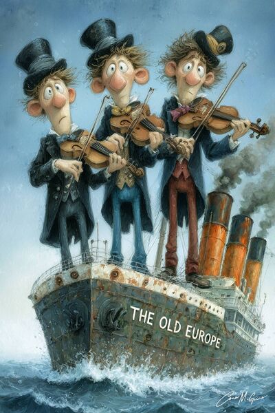 Our charming American friends have declared with considerable confidence that Europe is facing not just unprecedented economic decline but something far more immediate and even existential. Illustration: Conor McGuire Our charming American friends have declared with considerable confidence that Europe is facing not just unprecedented economic decline but something far more immediate and even existential. Illustration: Conor McGuire