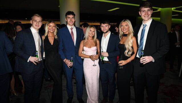 <p>Pictured at the 62nd annual Mayo Association London dinner at the Park Plaza Westminster Bridge Hotel were a group from Kiltimagh, from left: Callum Egan, Charlotte McEvaddy, Max Egan, Emily and Thomas McEvaddy, Niamh Roughneen and Rory O'Connell. 	Picture: Malcolm MacNally</p>