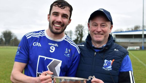 Tooreen captain Daniel Huane with manager Ray Larkin.