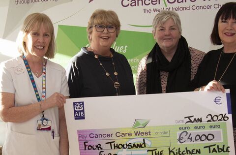 Local Notes: The Kitchen Table Crew, Kilkelly present cheque to Cancer Care West.
