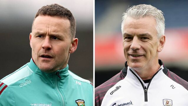 <p>Mayo manager Andy Moran / Galway manager Padraic Joyce. Photos from: Inpho Sports Photography Ireland</p>