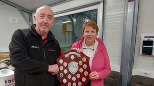 <p>At the unveiling of a new trophy to remember the long service and dedication of the late Vincent Frawley to Ballina Tennis Club were his widow, Fia Frawley and the Chairperson of the club, Damien Kelly. Over several decades, Vincent served across various roles in the Ballina club and represented Connacht in numerous Irish tournaments.</p>