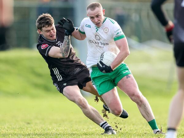 Conor O'Donohue of London seen in action in an earlier round of the FBD Connacht SFL against Sligo's Kyle Cawley.	Picture: INPHO/Dan Clohessy