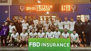 <p>The London senior football team following their win against Leitrim at the Connacht GAA Centre of Excellence on Saturday evening.</p>