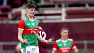 <p>EirGrid Connacht GAA Football Under 20 Championship Semi-Final, Tuam Stadium, Galway 13/7/2021 Galway vs Mayo Mayo’s Jack Mahon celebrates scoring a point Mandatory Credit ©INPHO/James Crombie</p>