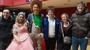 <p>Pictured at Castlebar Pantomime's production of The Wizard of Oz in the TF Royal Theatre in Castlebar are (left to right): Oisín McGovern, Emma Daly, John Morley, Ethan McNea, Lorna Dennehy and Enda Mulchrone. Photo: Ballinrobe Musical Society.</p> <p>Pictured at Castlebar Pantomime's production of The Wizard of Oz in the TF Royal Theatre in Castlebar are (left to right): Oisín McGovern, Emma Daly, John Morley, Ethan McNea, Lorna Dennehy and Enda Mulchrone. Photo: Ballinrobe Musical Society.</p>