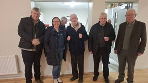 <p>John McNeive, Deirdre Duffy, Tom Flatley, Seamus Birmingham and Billy Lyons at a genealogy and heritage group evening at the Community Hall in Ballyhaunis addressed by Billy, a renowned local historian. Organised by Ballyhaunis Community Council, the group meets every month.</p>