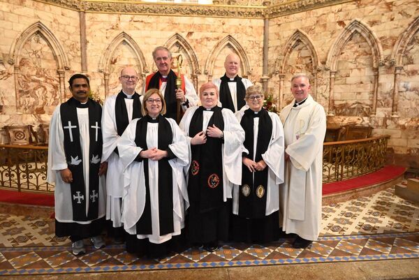 Attending a Service of Thanksgiving for the reopening of Holy Trinity Church in Westport were Rev Suzanne Cousins, Dean Diane Machette, Canon Andrea Wills, Rev John Wesley, Canon Alex Morahan, The Rt Revd Michael Burrows, Rev Clive Moore, Fr John Kenny, ADM, St Mary's. Unavoidably absent were Canon Val Rogers and Fr Tony King.
