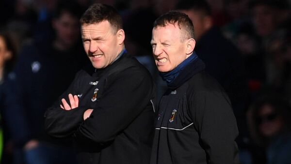 Mayo manager Andy Moran and selector Colm Boyle viewing last Sunday's match against Dublin which was played in brilliant sunshine at Hastings Insurance MacHale Park, Castlebar.	Picture: David Farrell Photography 