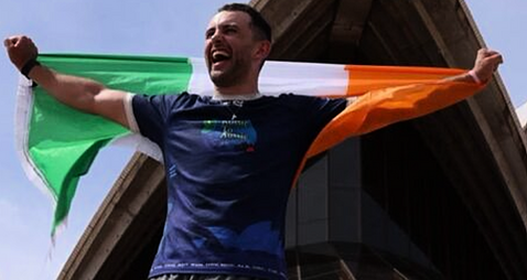 Large crowds celebrate at Sydney Opera House to mark end of Roscommon man’s global cycle