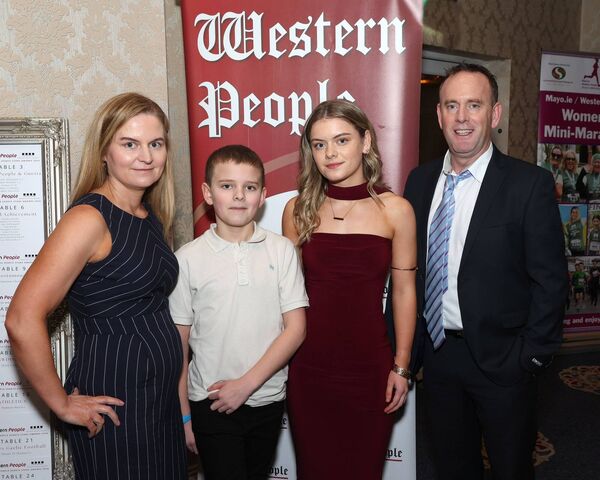 Elaine, Conor, Ella and Martin McLoughlin from Killala who attended the Western People Mayo Sports Stars Awards in Breaffy.