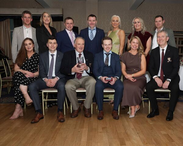 Attending the Western People Mayo Sports Stars Awards on behalf of Team of the Year winners Crossmolina Del Rovers GAA Club were, seated, from left: Jacqueline Lavelle, Kevin Mulhern, PJ Hughes, club president; team captain Mikey and Charlette Loftus, and Michael Hegarty, club secretary. Back row, from left: John and Mairead O’Malley, Liam Cawley, Thomas and Joey McNulty, Caroline Lacken and team manager Brian Benson. Picture: Michael Donnelly