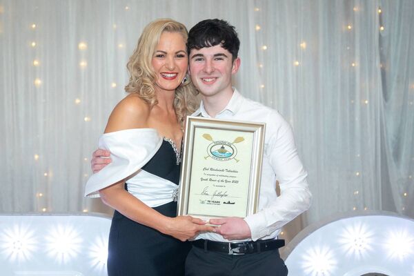 Sean Gallagher was named Tullaghan Bay Rowing Club's Youth Rower of the Year and was presented with his certificate by Emma Gaughan.