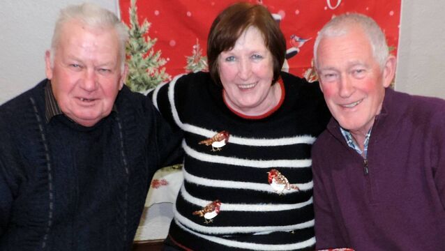 <p>At Kilmovee Community Dinner which was held in Kilmovee Community Centre recently were from left, John and Mary Jordan and James Cassidy. Picture James Hunt Photography.</p>