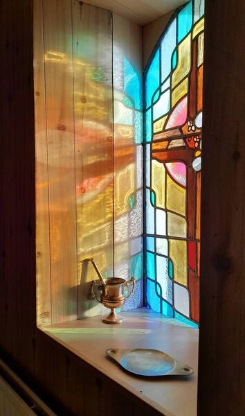The stained glass window inside the Church of the Sacred Heart at Laragan. 	Picture: Pat McCarrick