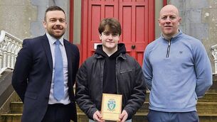 <p>Iarla Dunford, who completed his Leaving Cert in St Muredach’s College, Ballina last year, was recently presented with the UCD Entrance Scholar Award. He is pictured here with Wayne Walsh, the principal of St Muredach’s College (left) and Alan Conmy (right), who was Iarla’s history teacher.</p> <p>Iarla Dunford, who completed his Leaving Cert in St Muredach’s College, Ballina last year, was recently presented with the UCD Entrance Scholar Award. He is pictured here with Wayne Walsh, the principal of St Muredach’s College (left) and Alan Conmy (right), who was Iarla’s history teacher.</p>