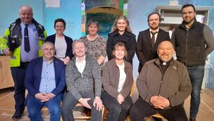 <p>The cast of 'Second Confession', back row, from left: Declan Howley, Doireann Markham, Pauline Boland, Aisling Foody, Ronan Barrett and Jason Earlis. Front row: Enda Geoghegan, Donal Mulkeen, Anna Maria McHale and Tom Tuffy. </p>