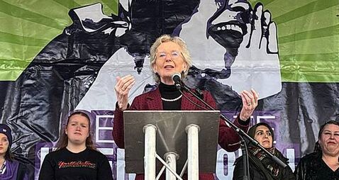 Mary Robinson condemns US ‘attacks on truth’ during women’s day rally