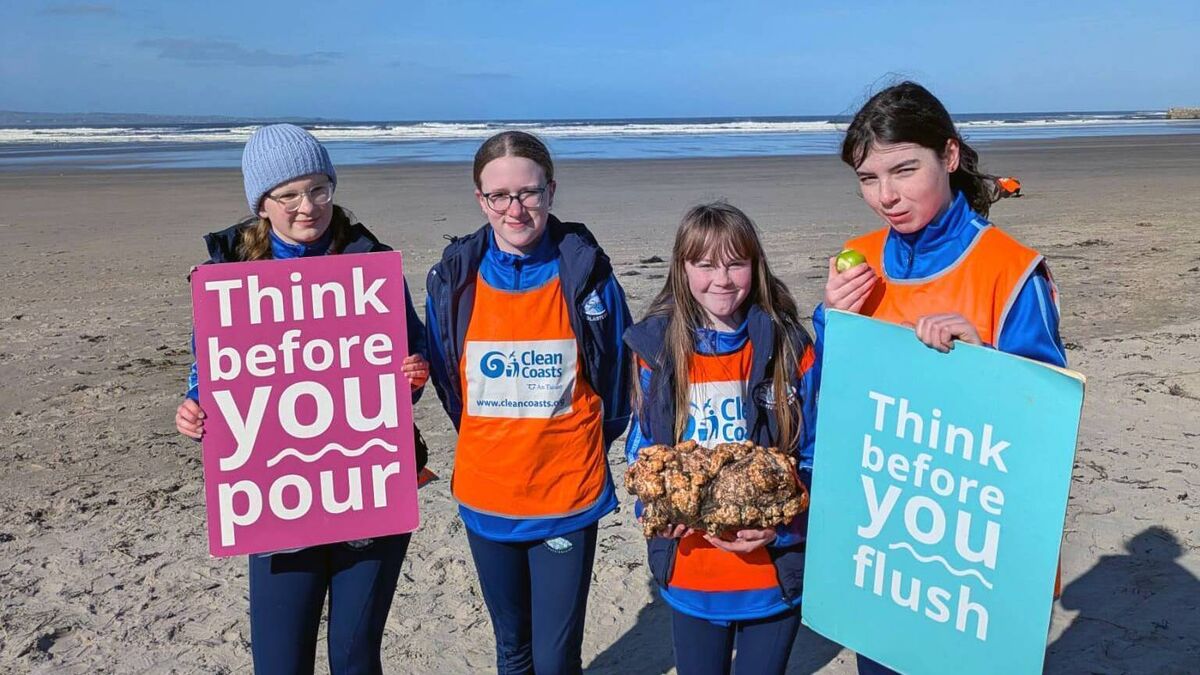 Local Notes: Students take part in Clean Coasts and the Creative Cluster initiative on Enniscrone beach.
