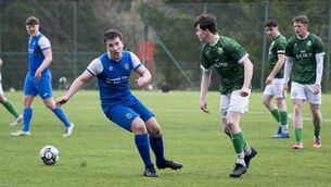 <p>Manulla’s Padraig Beirne, left, with  James Morley of Claremorris. Pictures: John Corless</p>