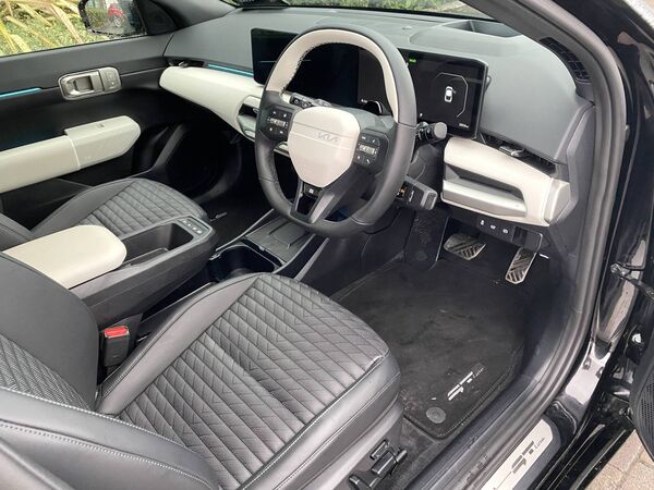 The lovely two-tone, three-spoke steering wheel, fitted with paddles, looks stylish and offers good feedback during driving. 