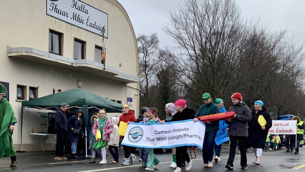 Local Notes: St Patrick leads the Thuar Mhic Eadaigh parade.