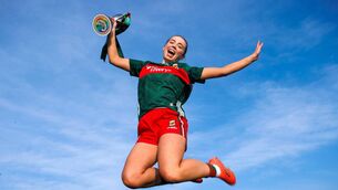 <p>Mayo's Brona Joyce jumps for joy.</p> <p>Mayo's Brona Joyce jumps for joy.</p>