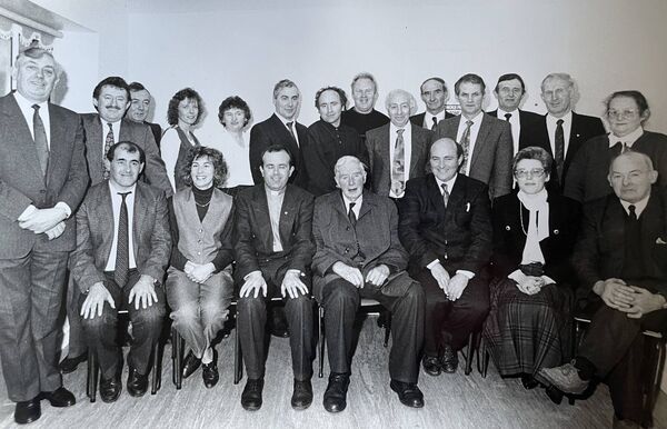 Pictured are Taugheen Community Council at the official opening of Taugheen Hall on Sunday, November 28, 1993. Council President Pake Barnacle, Backfox, performed the official opening and a mass was celebrated in the Hall by Father Dennis Carney before a capacity attendance. 