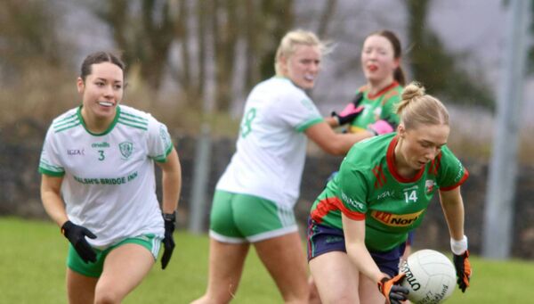 There was no rest for the ladies on International Women’s Day as Carnacon’s Niamh Flannery set up an attack in their recent league match with Burrishoole. Picture by Tom Quinn