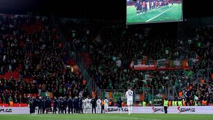 <p>The Republic of Ireland team following the penalty shoot-out defeat against Czechia. Picture: INPHO/Ben Brady</p>