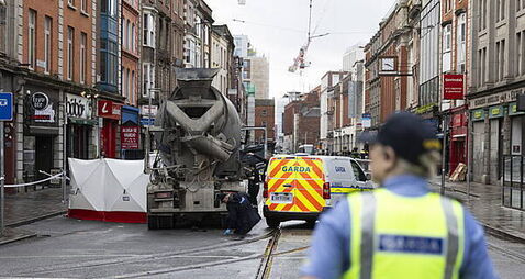 Man (20s) dies in Dublin city centre collision with truck