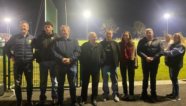 A selection of the large attendance at the switching on of the lights at the Colm Horkan Memorial Pitch on March 20 last.