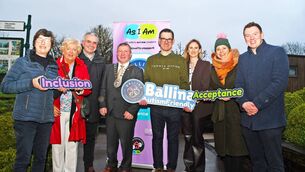 <p>At the official launch of the 'Light it Up' project at The Jackie Clarke Collection were, from left: Miriam Barrett, Cllr Annie May Reape, Minister Dara Calleary TD, Cllr Sean Carey (Cathaoirleach, Mayo County Council), David O'Connell, Elisha Beattie, chairperson, Ballina Autism Friendly Town; Alice Dixon and Senator Mark Duffy.	Pictiure: John O'Grady. </p>