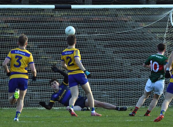Mayo’s Oisin Deane (10) scores the opening goal against Roscommon during last Wednesday's Dalata Connacht U20 football championhship  match at Hastings Insurance MacHale Park.	 Pictures: David Farrell Photography 