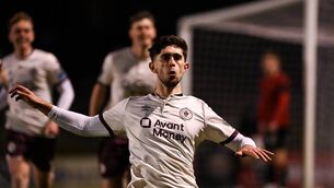<p>10 April 2026; Sean McHale of Sligo Rovers celebrates after scoring his side's second goal during the SSE Airtricity Men's Premier Division match between Bohemians and Sligo Rovers at Dalymount Park in Dublin. Photo by Adam Russell/Sportsfile</p>