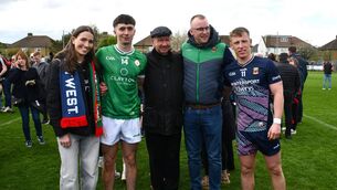 <p>The ties that bind... London footballer Shay Rafter, second from left, whose parental roots are firmly in Erris, with, from left, his cousin Aisling Rafter from Glenamoy, Michael Barrett, Niall Duffy and Mayo footballer Ryan O'Donoghue, a first cousin of Niall.	Picture: Sheila Fernandes</p>