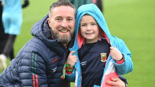 <p>A happy pair of Mayo fans at McGovern Park last Saturday.	Picture: Sheila Fernandes</p>