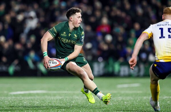 Harry West scored a try for Connacht against Leinster in the BKT United Rugby Championship match in January that marked the offiial opening of the new Clan Stand at Dexcom Stadium.	Picture: INPHO/Nick Elliott