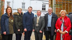 <p>The Mayo Fleadh Cheoil Mhaigh Eo launch in The Jackie Clarke Collection with Síofra Kilcullen Director of Services MCC, Anna Connor Head of Ballina Municipal District MCC, Senator Mark Duffy, Sean Carey (Cathaoirleach Mayo County Council), Minister Dara Calleary TD, Cllr Annie May Reape. Picture: John O'Grady.</p>
